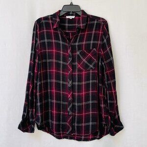 Beach Lunch Lounge Pink Plaid Shirt Womens Large Holiday Party Western Festival